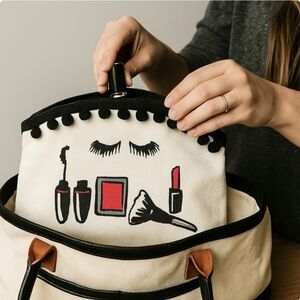 Shiraleah Natural Canvas Travel Makeup Bag
